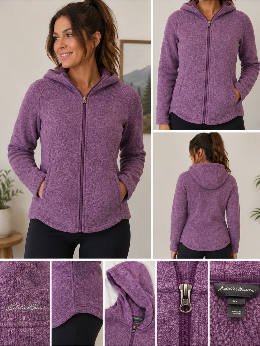 eddie bauer full zip hoodie Purple Women’s Size Large